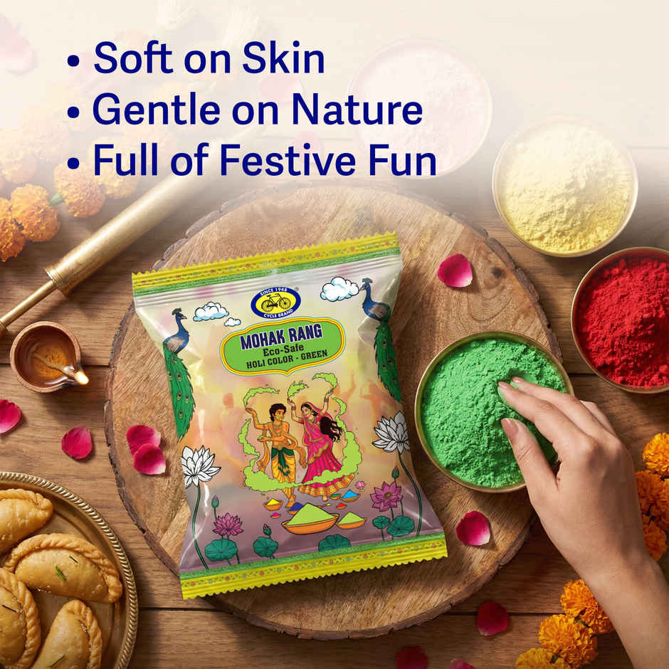 Mohak Rang Eco-Safe Holi Colour | Green | Cycle