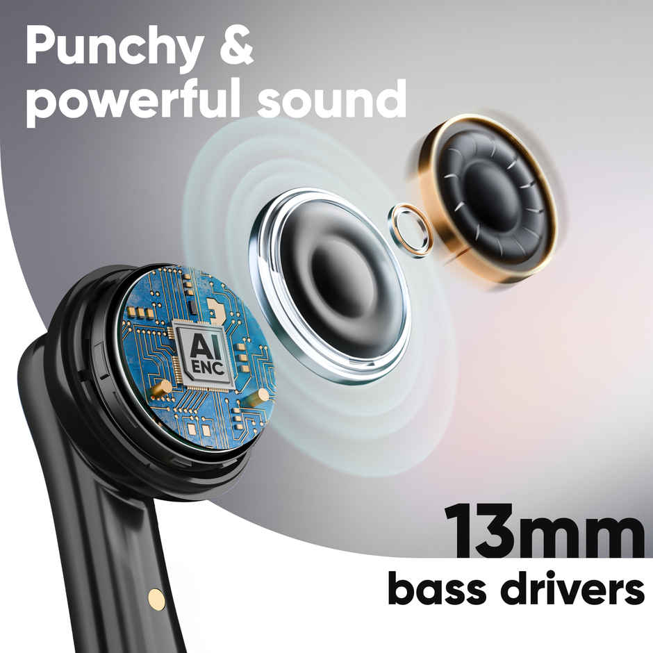 Mivi DuoPods Marathon TWS, 70H Playtime, 13mm Drivers, AI ENC Calls, IPX4, BT 5.3