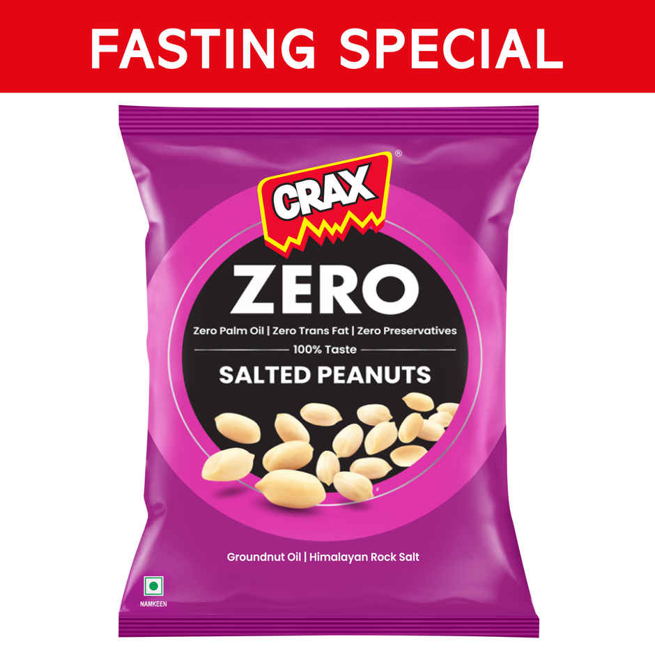 Crax Zero No Palm Oil Salted Peanuts Namkeen Snacks with Himalayan Rock Salt | Fasting Special