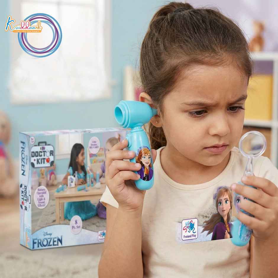 Kriiddaank Disney Frozen Medical Kit with Stethoscope, Syringe & Accessories (8 Pcs) Non Electric