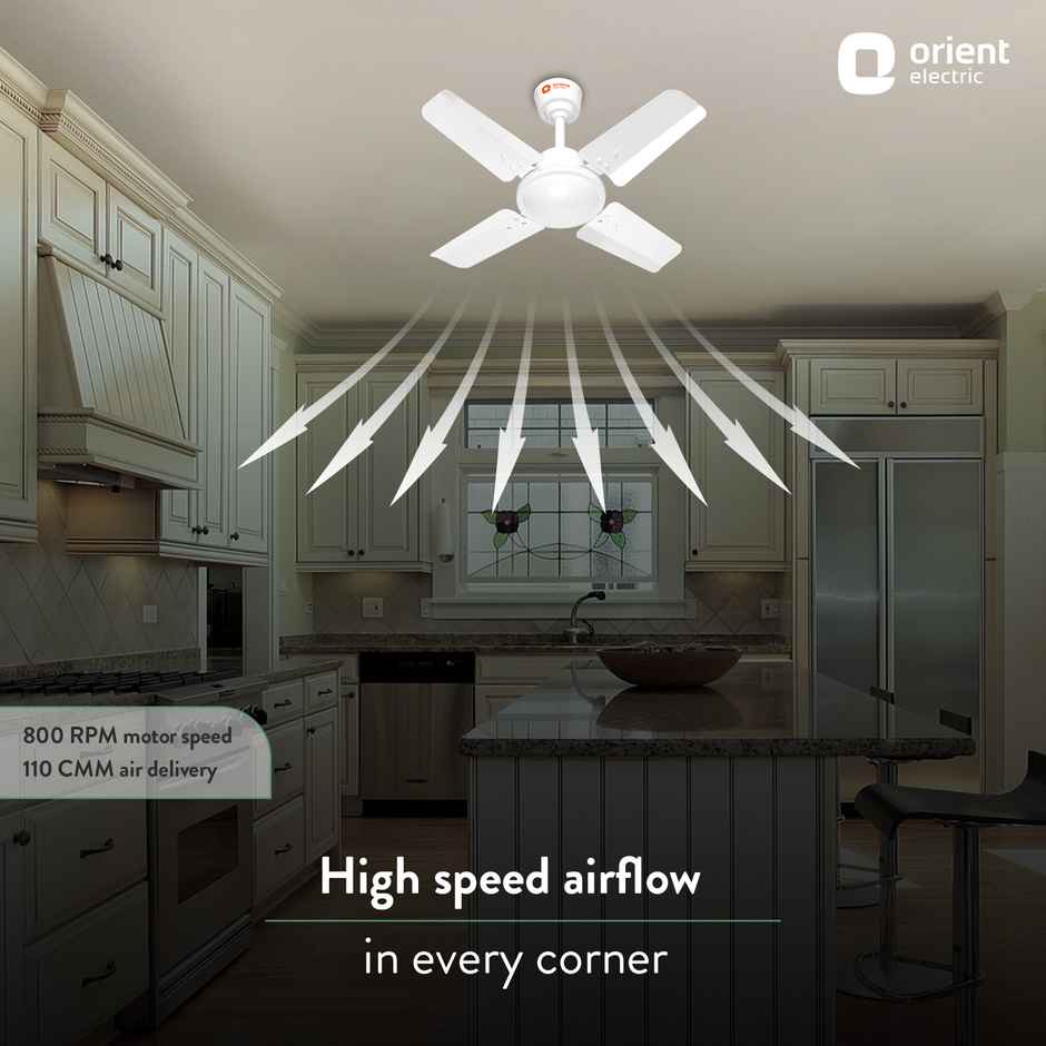 Orient Electric Aluminium Base New Air Plus Ceiling Fan, 600mm, 4 Blades, White