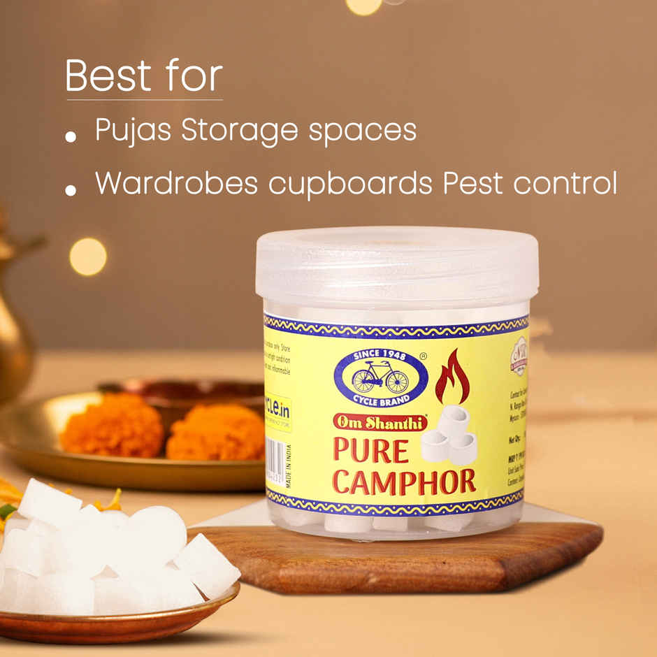 Cycle Pure Om Shanthi Camphor Round Tablets Jar | Natural & Residue-Free Combo
