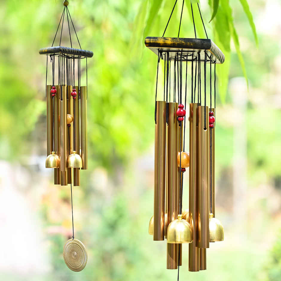 HINDCRAFT Golden Soothing Wind Chimes for Bedroom and Living Room Spiritual Home Decor for Peace