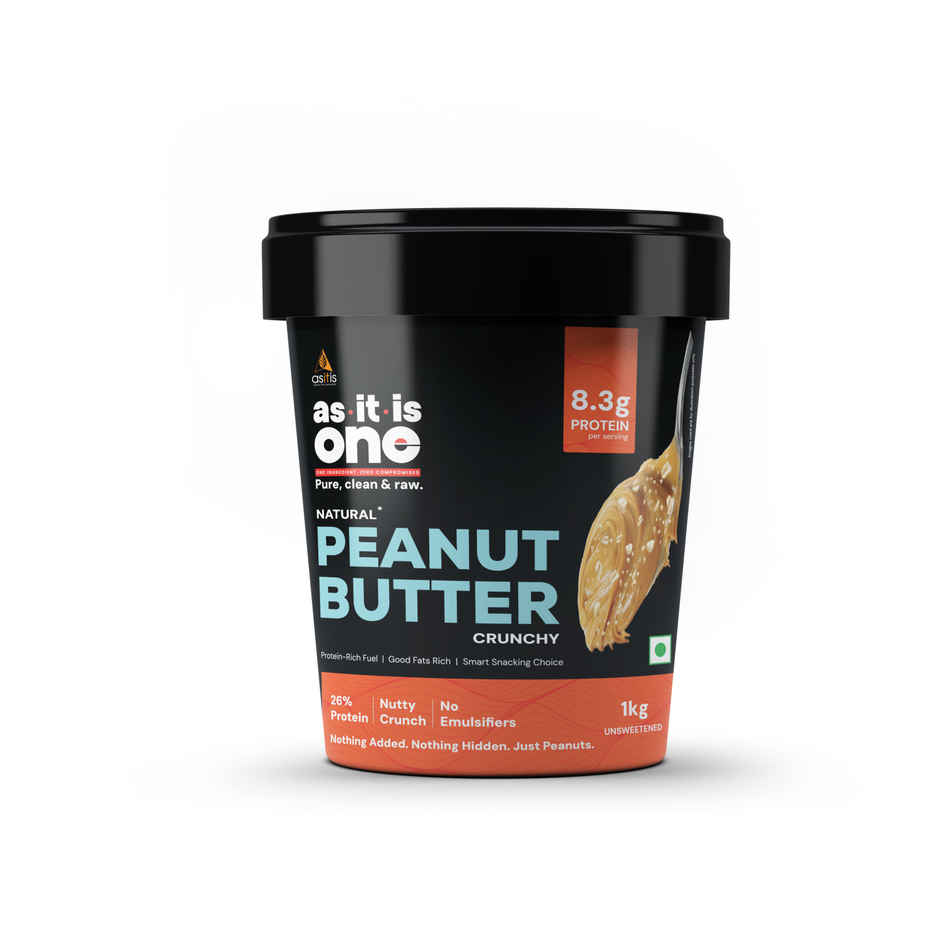 AS-IT-IS One Peanut Butter Crunchy - High Protein 1kg | Unflavoured (Crunchy)
