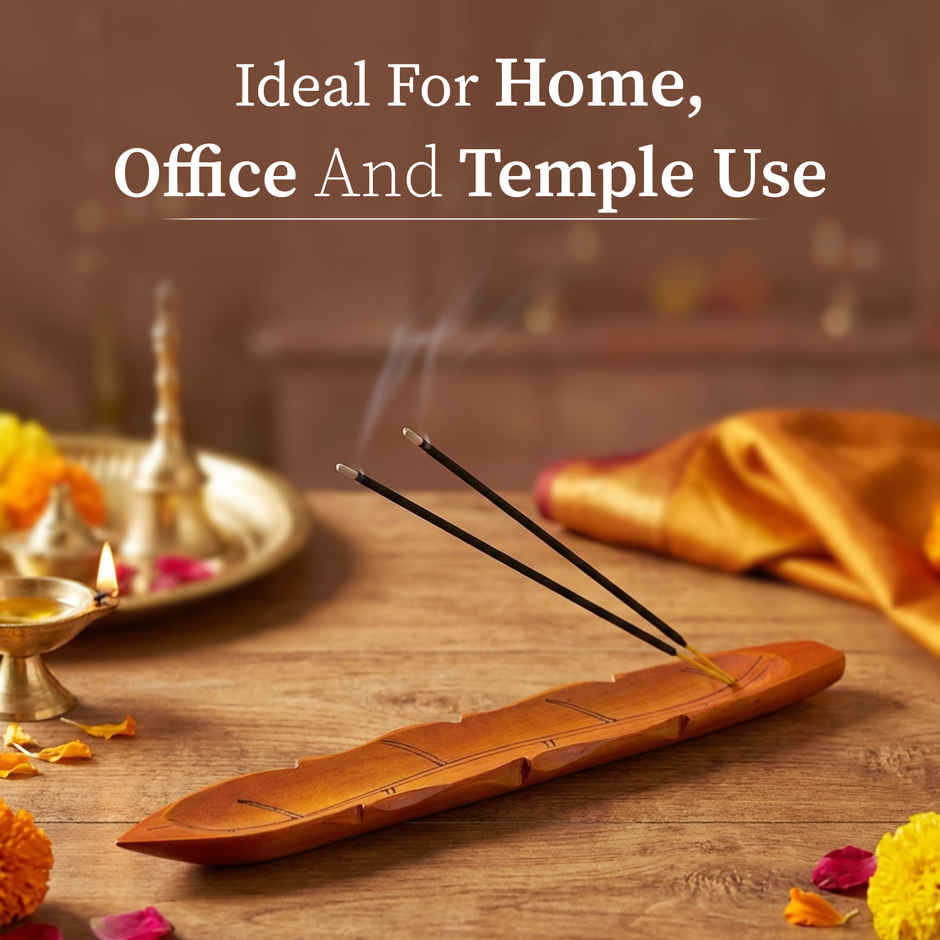 Eco Friendly Leaf Design Ash Catcher and Agarbathi Holder Handcrafted Non Toxic Burnt Orange Finish