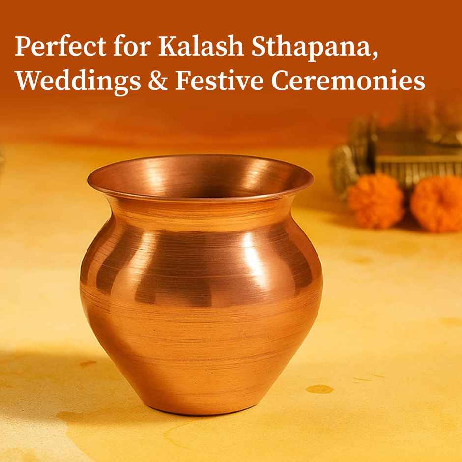 Brass Kalash for Puja Havan and Rituals | Polished Finish | 9.5 x 10 cm Width | Cycle