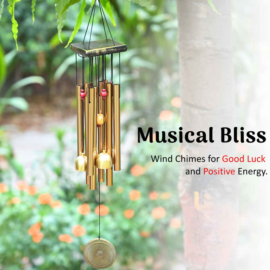 HINDCRAFT Golden Soothing Wind Chimes for Bedroom and Living Room Spiritual Home Decor for Peace