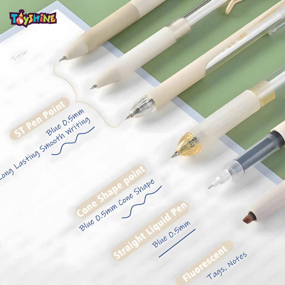 Toyshine Kawaii Click Pens | 0.5mm Fast Dry Neutral Pens | Beige