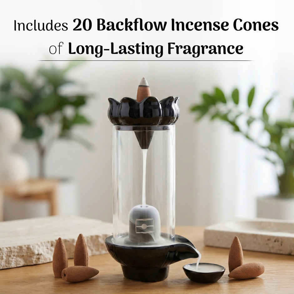 Shivling Abhisheka Ceramic Backflow Incense Cone Holder & Cones | From House of Cycle