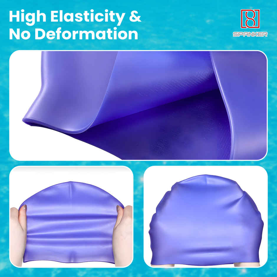 Spanker Sports Stretchable Silicone Swimming Cap, Anti-Slip Waterproof Swim Cap