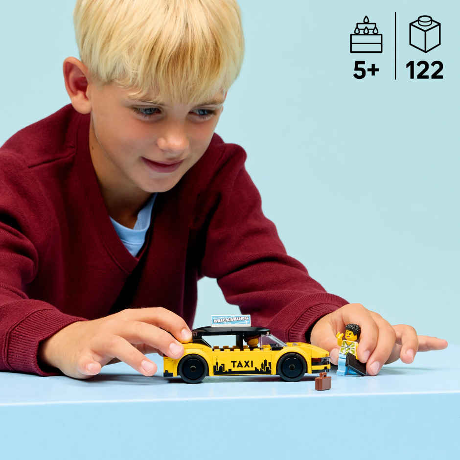 LEGO City Yellow Taxi Model Car Kit with 2 Minifigures 60487