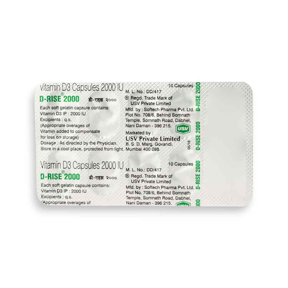 D-Rise 2000 Vitamin D3 Soft Gelatin Capsule