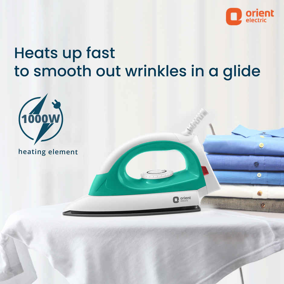 Orient Electric Fabrishine 1000W Dry Iron with Non-Stick German Weilburger Coated 