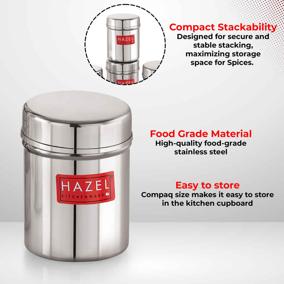 HAZEL Stainless Steel Container | Kitchen Air Tight Storage Dabba Containers | Set of 6 - 150 ml