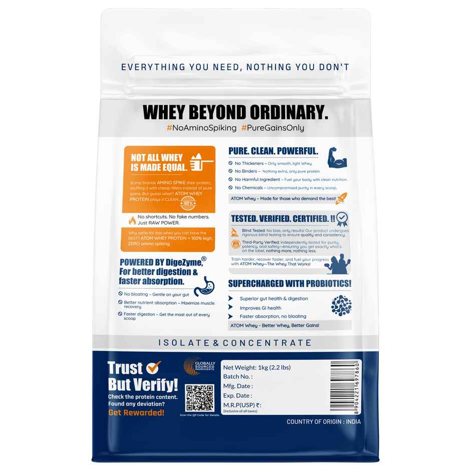 AS-IT-IS Nutrition ATOM Whey Protein with DigeZyme 1kg | Double Rich Chocolate