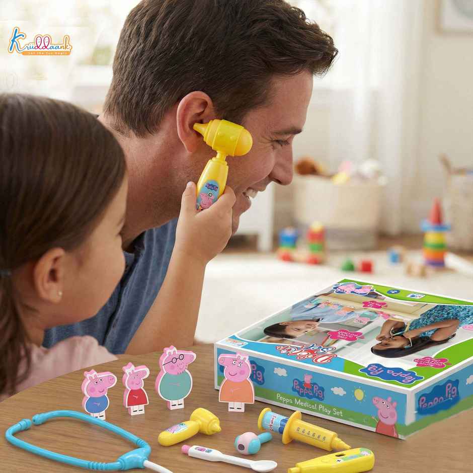 Kriiddaank Peppa Pig Medical Playset, 2D Family Figure Fun Pacj, Doctor Playset for Kids - 12 Pcs