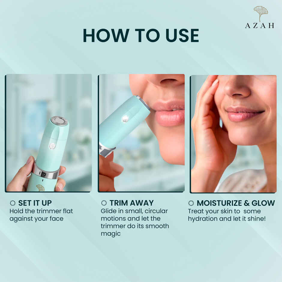 Azah Electric Mini Facial Trimmer | Painless Hair Removal for Upper Lips | Chin & Peach Fuzz