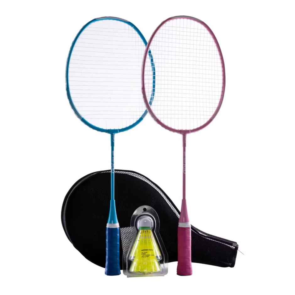 Decathlon Perfly Kids Aluminium Badminton Racket Set | Blue/Pink