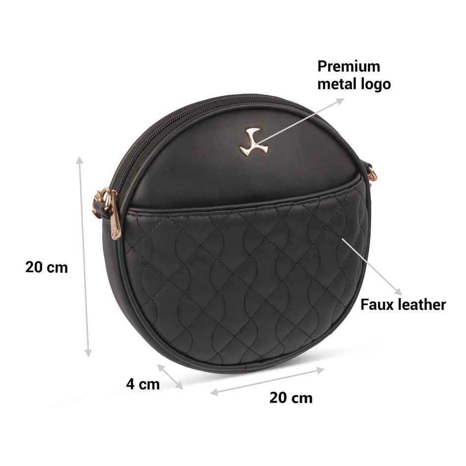 Mochi Black Synthetic Sling Bag for Women | 66-324-11