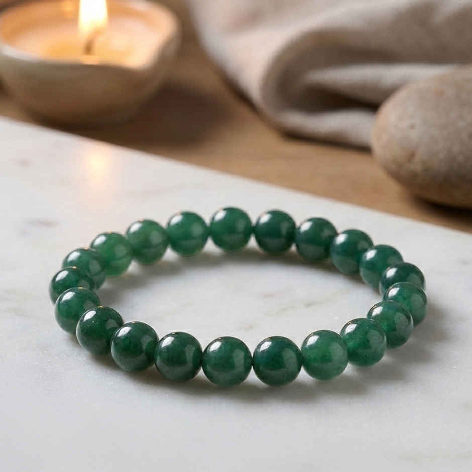 Mind and Soul Green Jade Bracelet for Luck & Prosperity | Natural Gemstones | Pack of 1 | Cycle