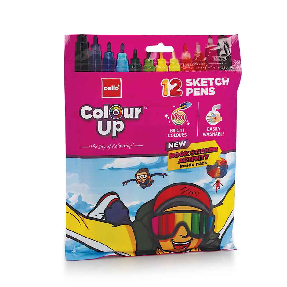 Cello ColourUp 12 Sketch Pens (Return Gift Pack of 10)|Kanjak Gift Set