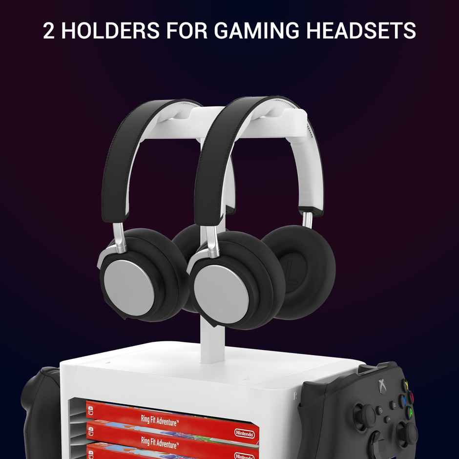 Ant Esports Game Disc Storage Tower | Controller Holder Headset Stand | Nintendo Switch | Black