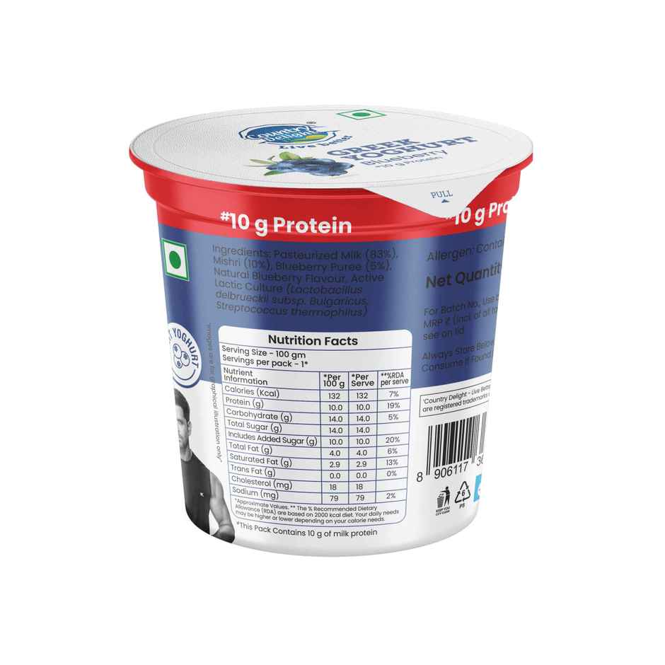 Country Delight 10g Protein Greek Yoghurt | Blueberry Combo 