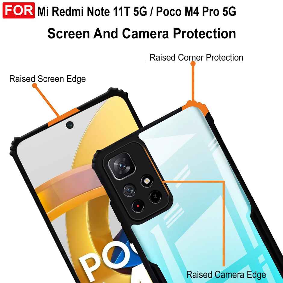 Zapcase Back Cover for Mi Redmi Note 11T 5G | Poco M4 Pro 5G | Matte-Black