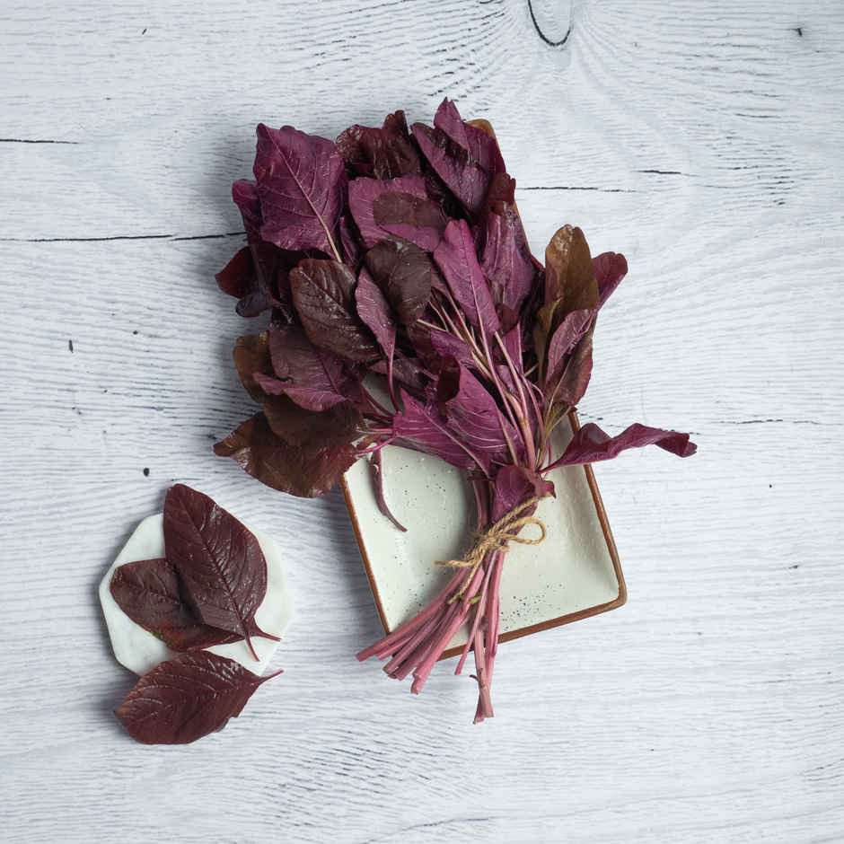Amaranth Red Leaves (Choulai Saag) - Cleaned, without roots
