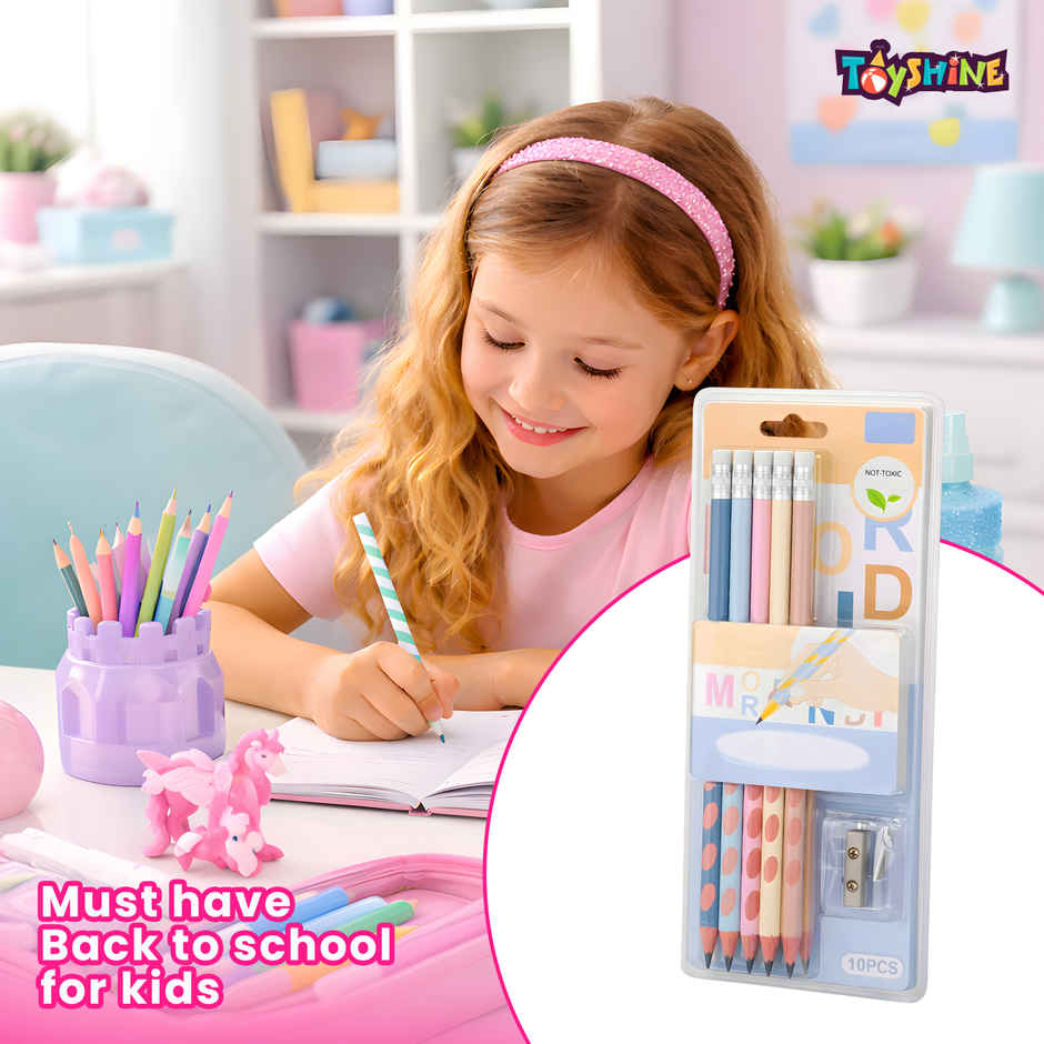 Toyshine HB Pencil Groove Grip with Eraser Sharpener Pencil Cap