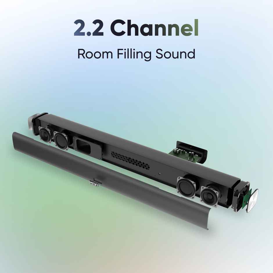 Mivi Fort R120 With 2 In-Built Subwoofers, Made In India 120W Bluetooth Soundbar (Black, 2.2 Channel)