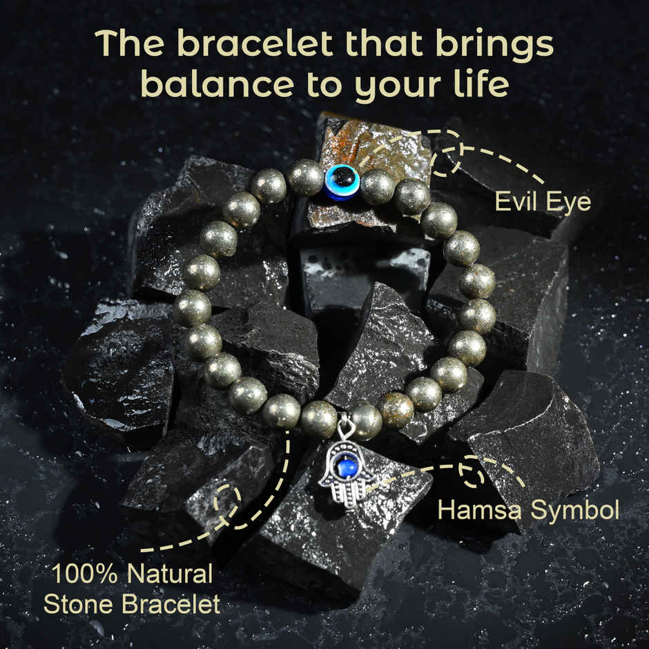 Hindcraft Original Pyrite Bracelet for Men & Women -  Certified Hand Bracelet for Wealth & Protection