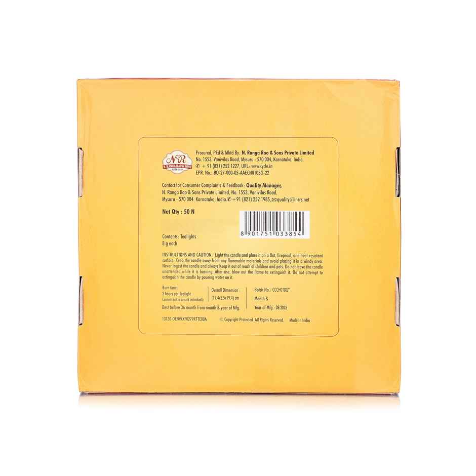 Navin Tealight Candles | Wax | Pack Of 50 | 8 g Each | Cycle