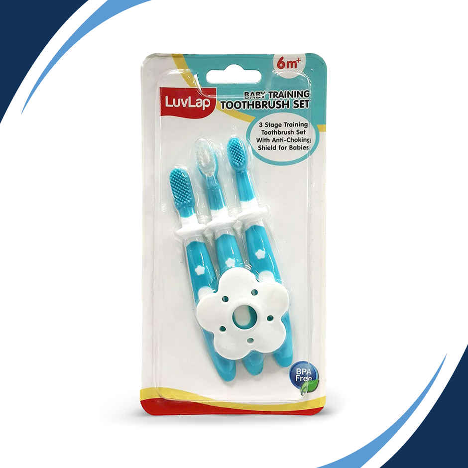 LuvLap Baby 3 Stage Training Toothbrush Set, Ideal for Teething Infants & Toddlers, BPA Free