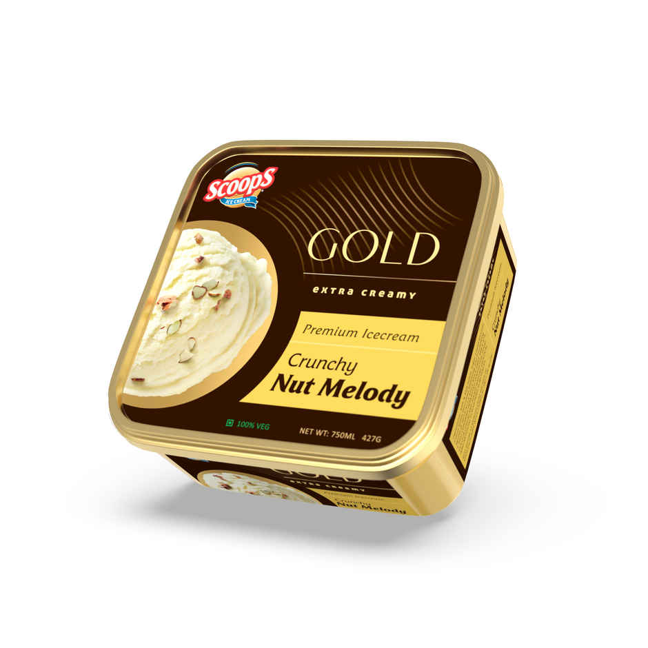 Scoops Crunchy Nut Melody Gold ice Cream Tub
