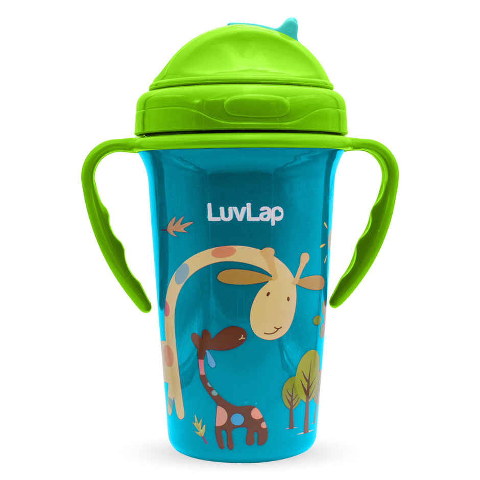 LuvLap Tiny Giffy Sippy Cup, Silicone Straw, BPA Free, 300 ml 18m+ (Green)
