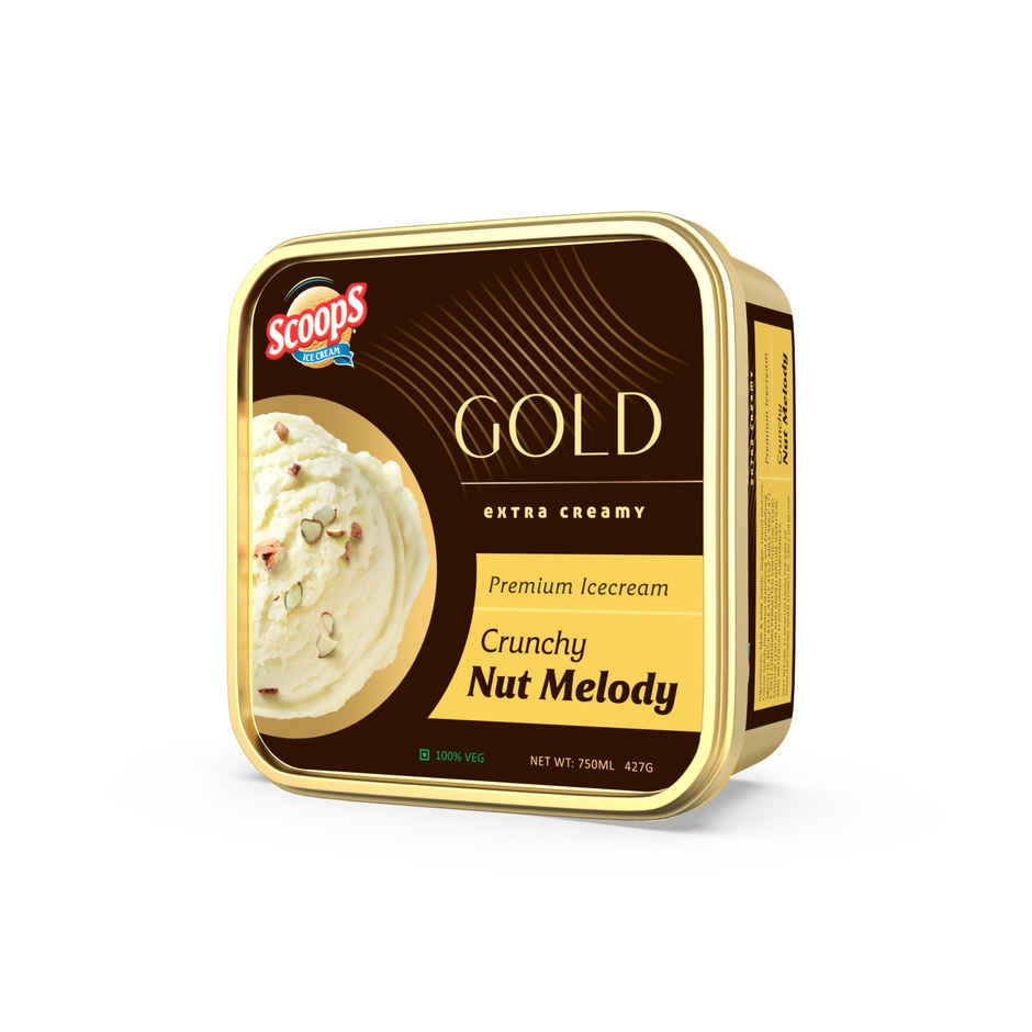 Scoops Crunchy Nut Melody Gold ice Cream Tub