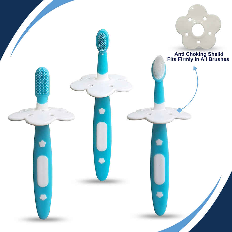 LuvLap Baby 3 Stage Training Toothbrush Set, Ideal for Teething Infants & Toddlers, BPA Free