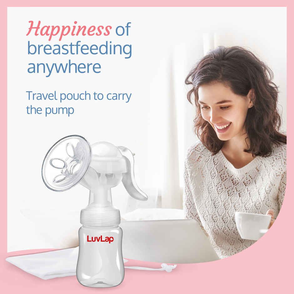 Luvlap Manual Breast Pump, 3 Level Suction Adjustment, Easy Massage Cushion, Painless, BPA Free
