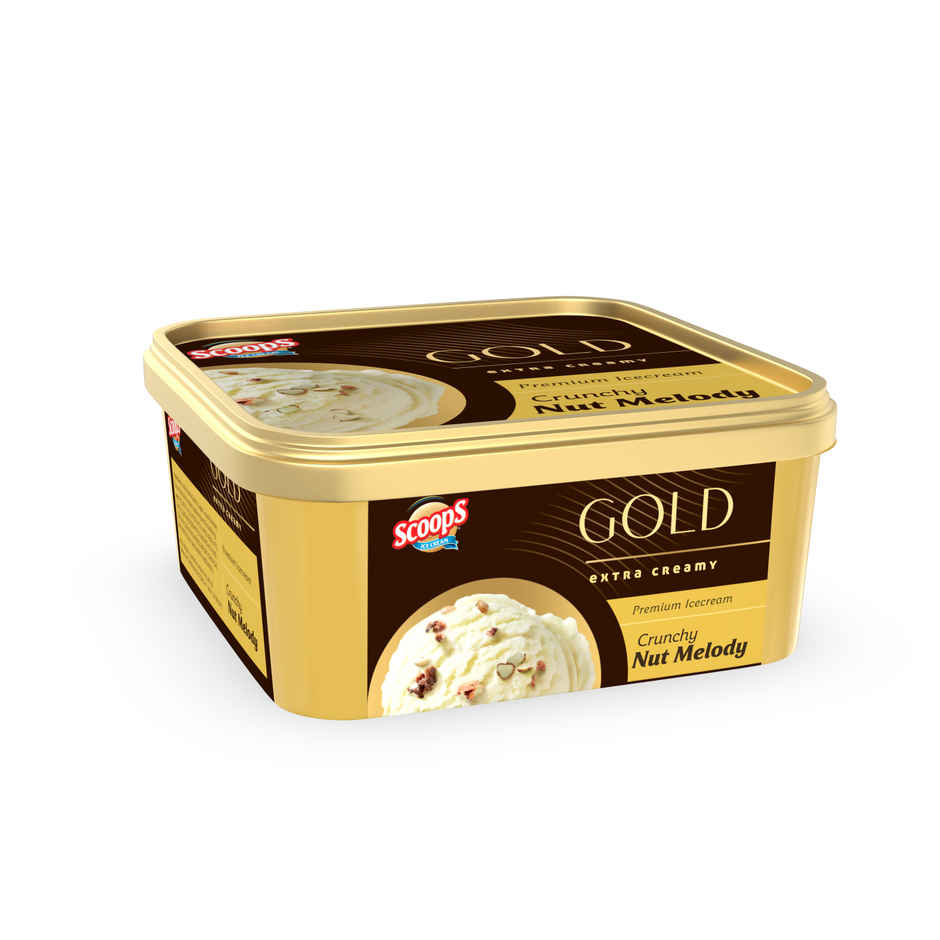 Scoops Crunchy Nut Melody Gold ice Cream Tub