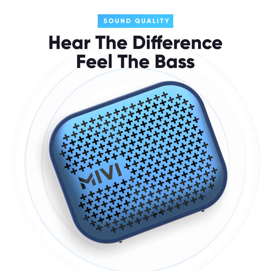 Mivi Roam 2 Bluetooth Speakers wireless-5W Portable Speaker,24 Hours Playtime,Powerful Bass, Wireless Stereo Speaker with Studio Quality Sound,Waterproof, Bluetooth 5.0 and in-Built Mic, Made In India - Blue