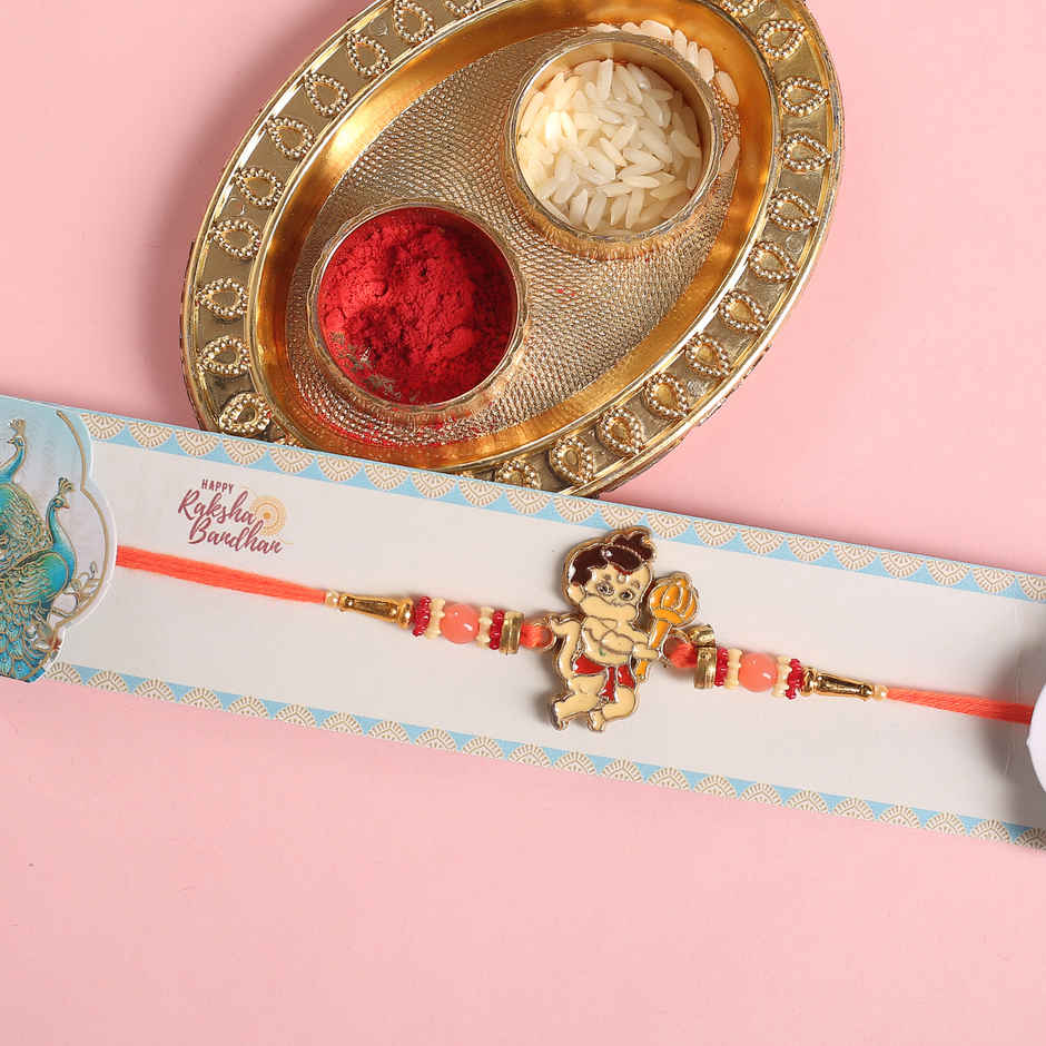 Pichai Bal Hanuman Golden Finish Pendant Rakhi