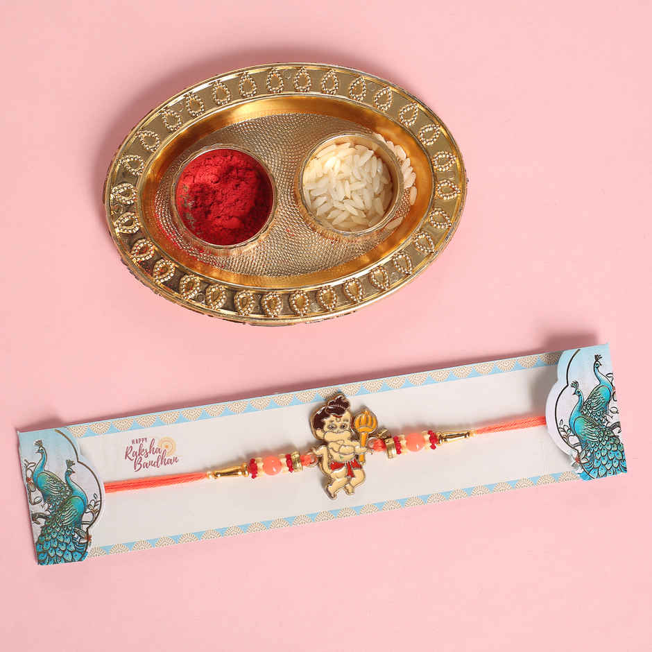 Pichai Bal Hanuman Golden Finish Pendant Rakhi