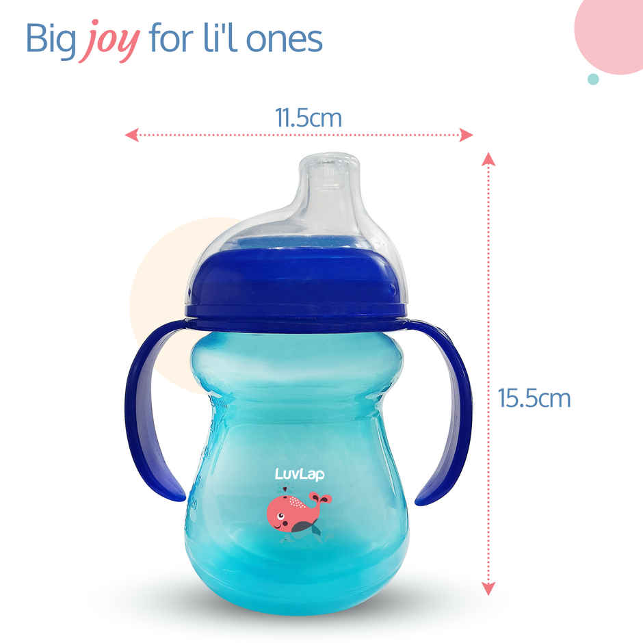 LuvLap Mobby Little Spout Sipper, 240ml, Anti-Spill Sippy Cup with Soft Silicone Spout, BPA Free