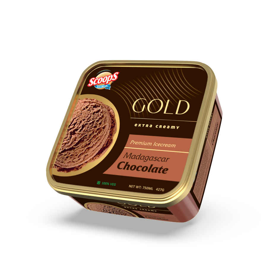 Scoops Madagascar Chocolate Gold Ice Cream Tub