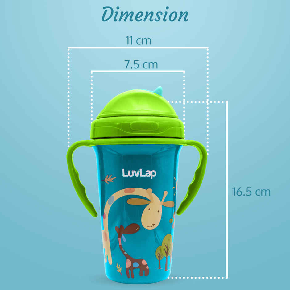 LuvLap Tiny Giffy Sippy Cup, Silicone Straw, BPA Free, 300 ml 18m+ (Green)