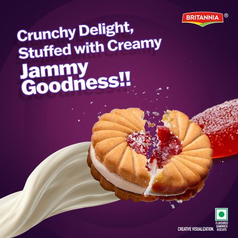 Britannia Treat Jim Jam Naughty Jam creme Biscuits | Trans Fat-free