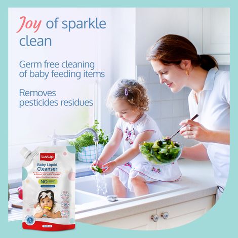 LuvLap Baby Liquid Cleanser Refill pack- 1000ml, Kills 99.9% Germs, No harsh chemicals