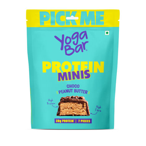 Yoga Bar Protein Minis, Choco Peanut Butter, 7 Pieces, 4g Protein, High Fibre