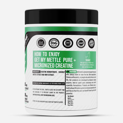Getmymettle Pure+ Micronized Creatine With Mint & Coconut Water Extract Creatine (Unflavored)